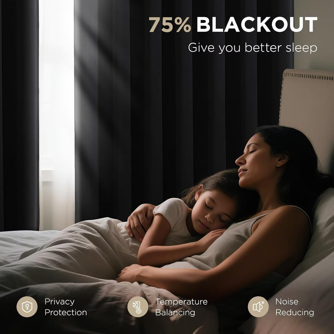 Black Blackout Grommet Curtains, 2 Panels, 52 x 72 in - Just Closeouts Canada Inc.X0040GDO63