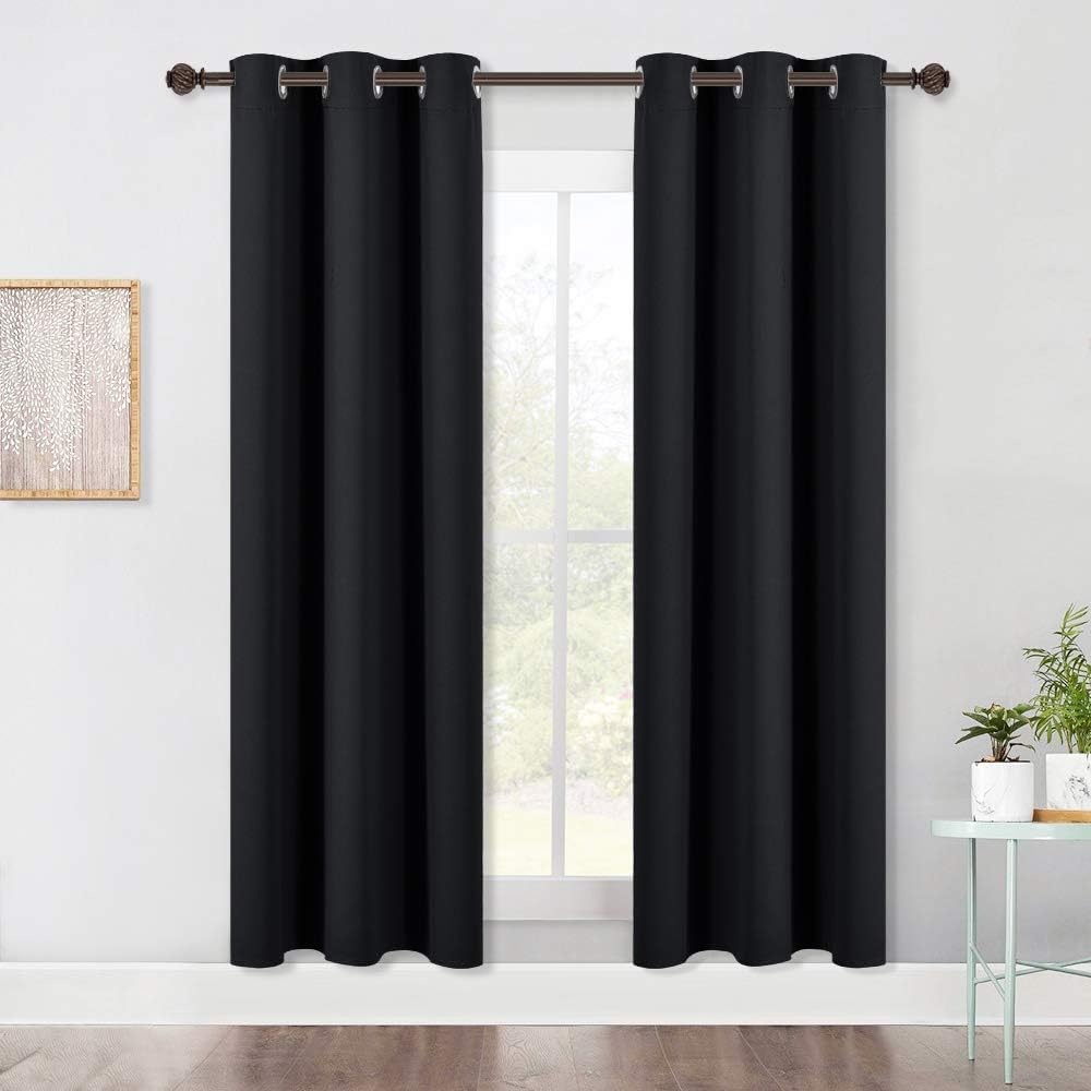 Black Blackout Grommet Curtains, 42 x 72 in, Set of 2 - Just Closeouts Canada Inc.