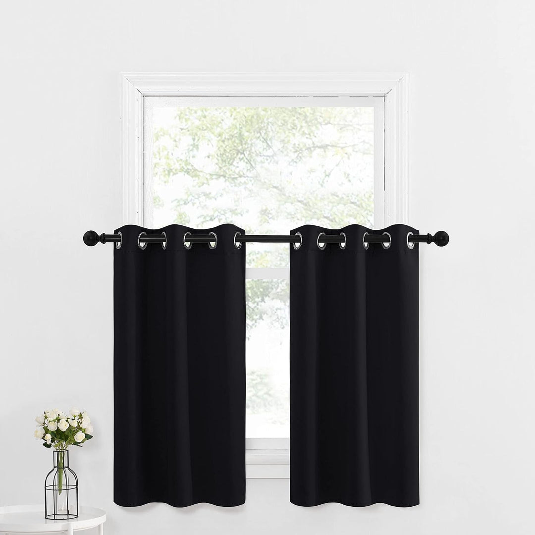 Black Blackout Kitchen Tier Curtains, 29 x 36 in, Set of 2 - Just Closeouts Canada Inc.