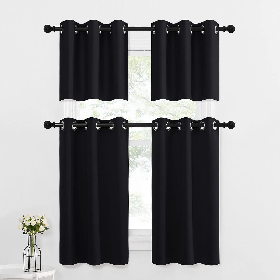 Black Blackout Kitchen Tier Curtains, 29 x 36 in, Set of 2 - Just Closeouts Canada Inc.