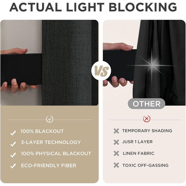 Black Blackout Rod Pocket & Back Tab Curtains, 2 Panels, 52 x 63 in - Just Closeouts Canada Inc.X003VVJYQR