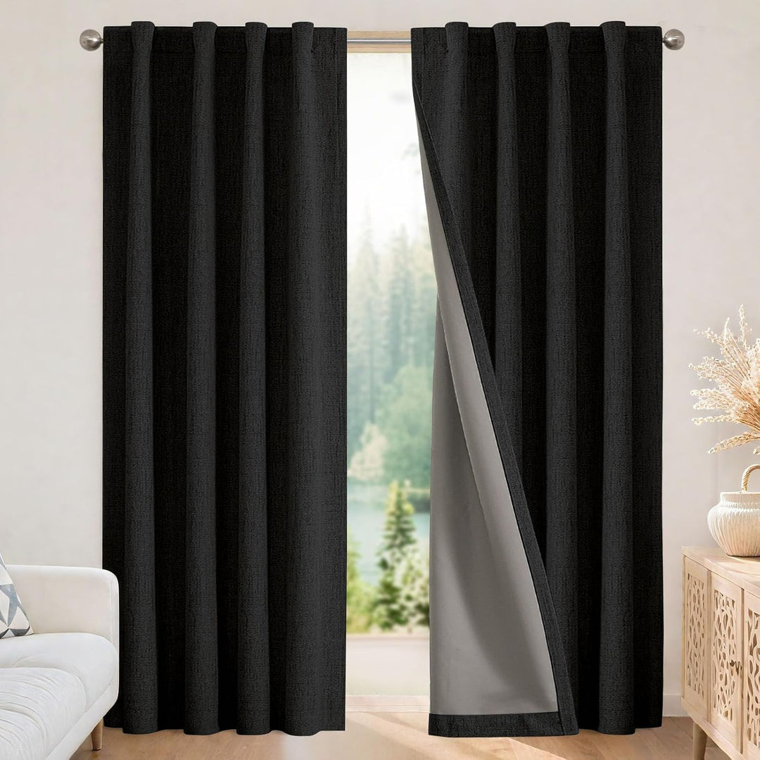 Black Blackout Rod Pocket & Back Tab Curtains, 2 Panels, 52 x 63 in - Just Closeouts Canada Inc.X003VVJYQR