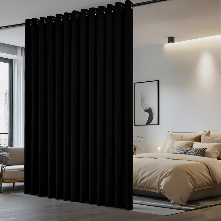 Black Blackout Room-Divider Curtain, 15 x 8 ft, 1 Panel - Just Closeouts Canada Inc.