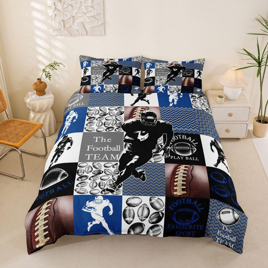 Black & Blue Football Duvet Cover Set, Full, 3-Piece - Just Closeouts Canada Inc.X004YEEHZN