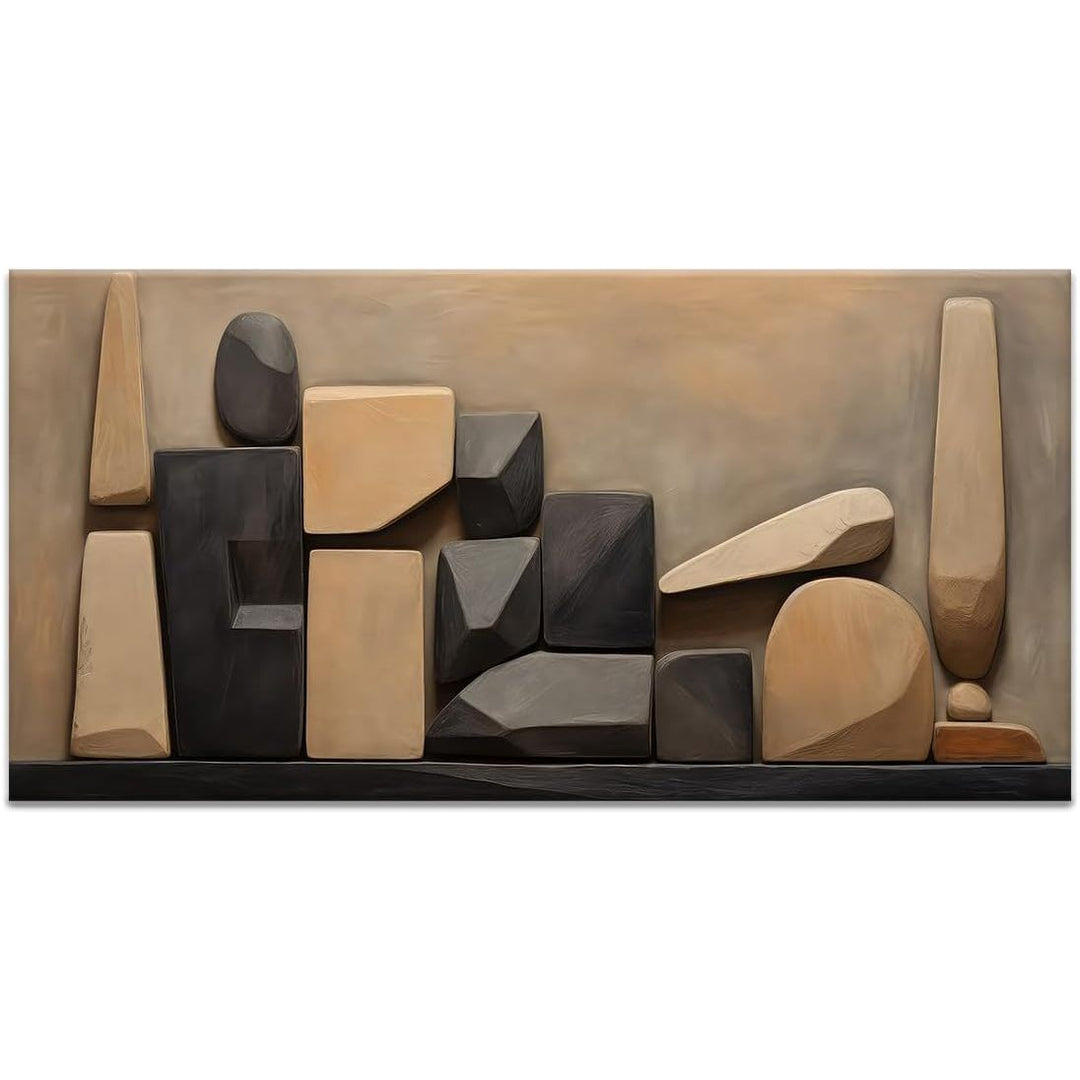 Black Brown and Gray Abstract Wall Art Minimalist Canvas Print Simple Abstract Shapes Painting Scandinavian Artwork for Office Home Decor - Just Closeouts Canada Inc.