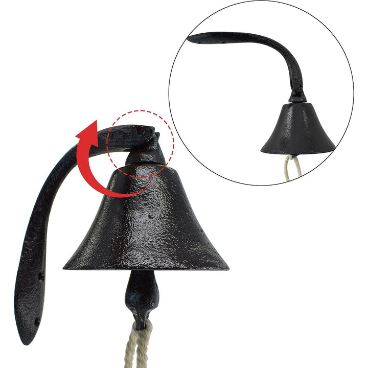Black Cast-Iron Wall-Mounted Dinner Bell with Pull Rope - Just Closeouts Canada Inc.X0041IE96T