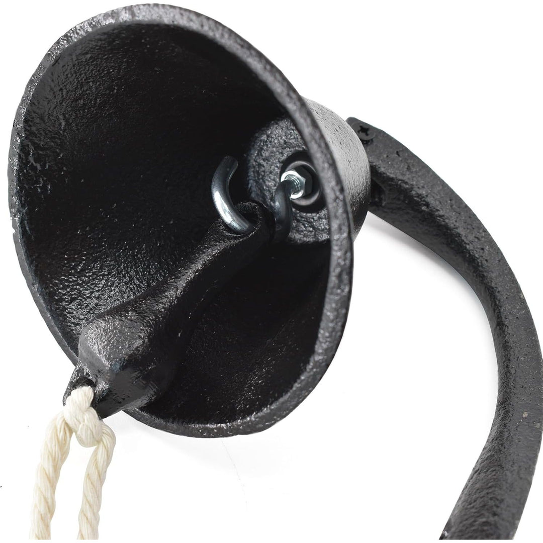 Black Cast-Iron Wall-Mounted Dinner Bell with Pull Rope - Just Closeouts Canada Inc.X0041IE96T