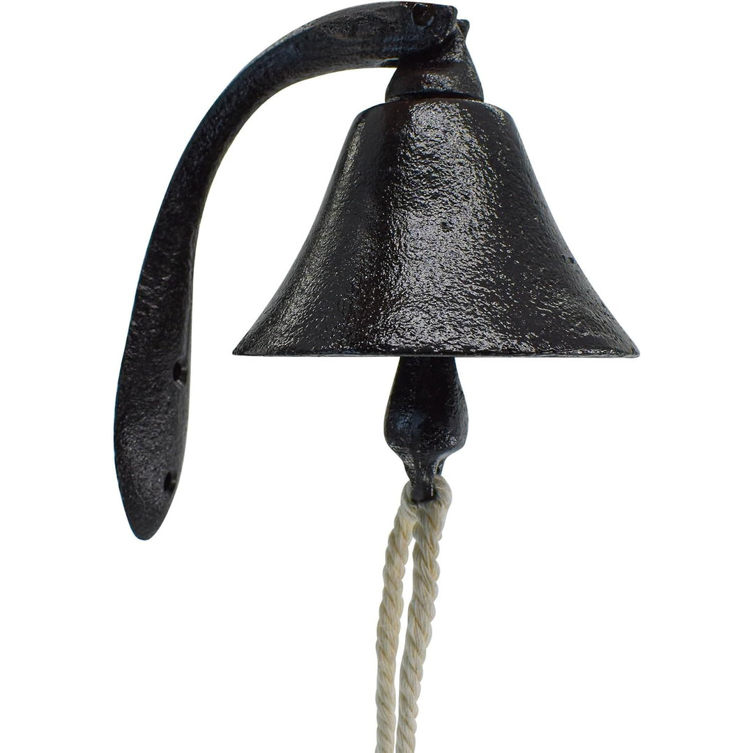 Black Cast-Iron Wall-Mounted Dinner Bell with Pull Rope - Just Closeouts Canada Inc.X0041IE96T