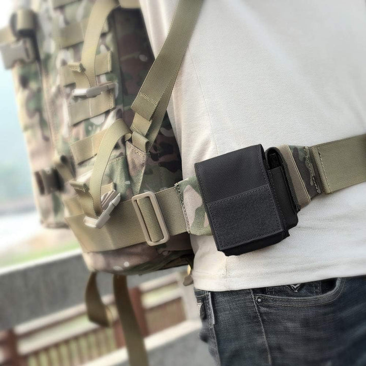 Black Compact MOLLE Utility Pouch with Side Pocket - Just Closeouts Canada Inc.