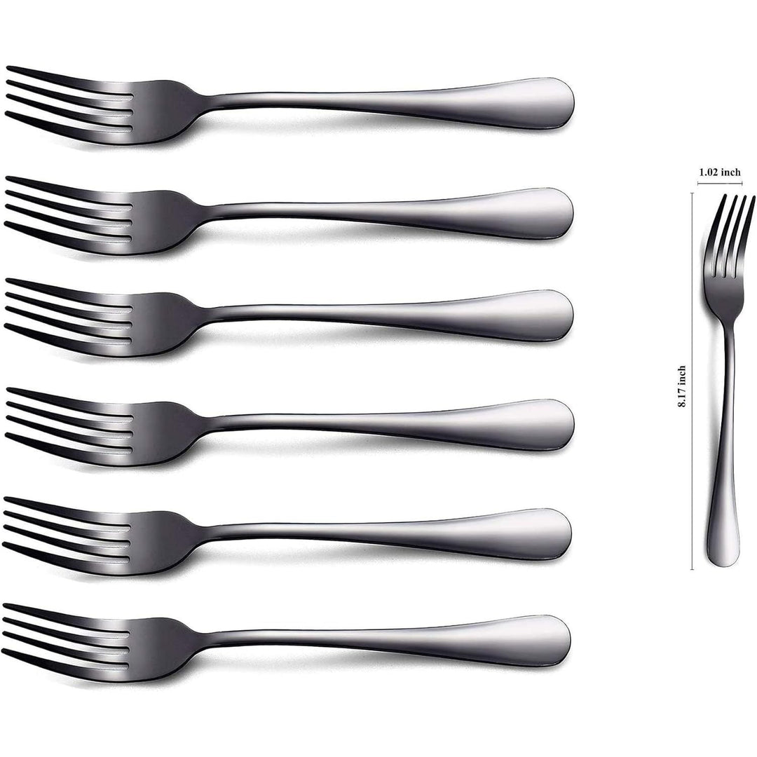Black Dinner Fork 6 Pieces, Stainless Steel 8.17 Inch Forks Black Titanium Plating Silverware, Black Forks Set of 6 - Just Closeouts Canada Inc.X004VAI9O5