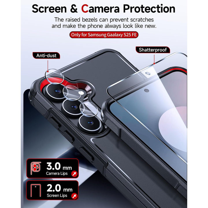Black Double-Layer Case for S25 FE with Screen and Camera Protection - Just Closeouts Canada Inc.X004VTV4ST