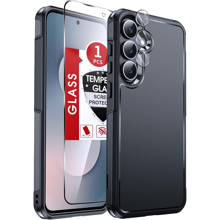 Black Double-Layer Case for S25 FE with Screen and Camera Protection - Just Closeouts Canada Inc.X004VTV4ST