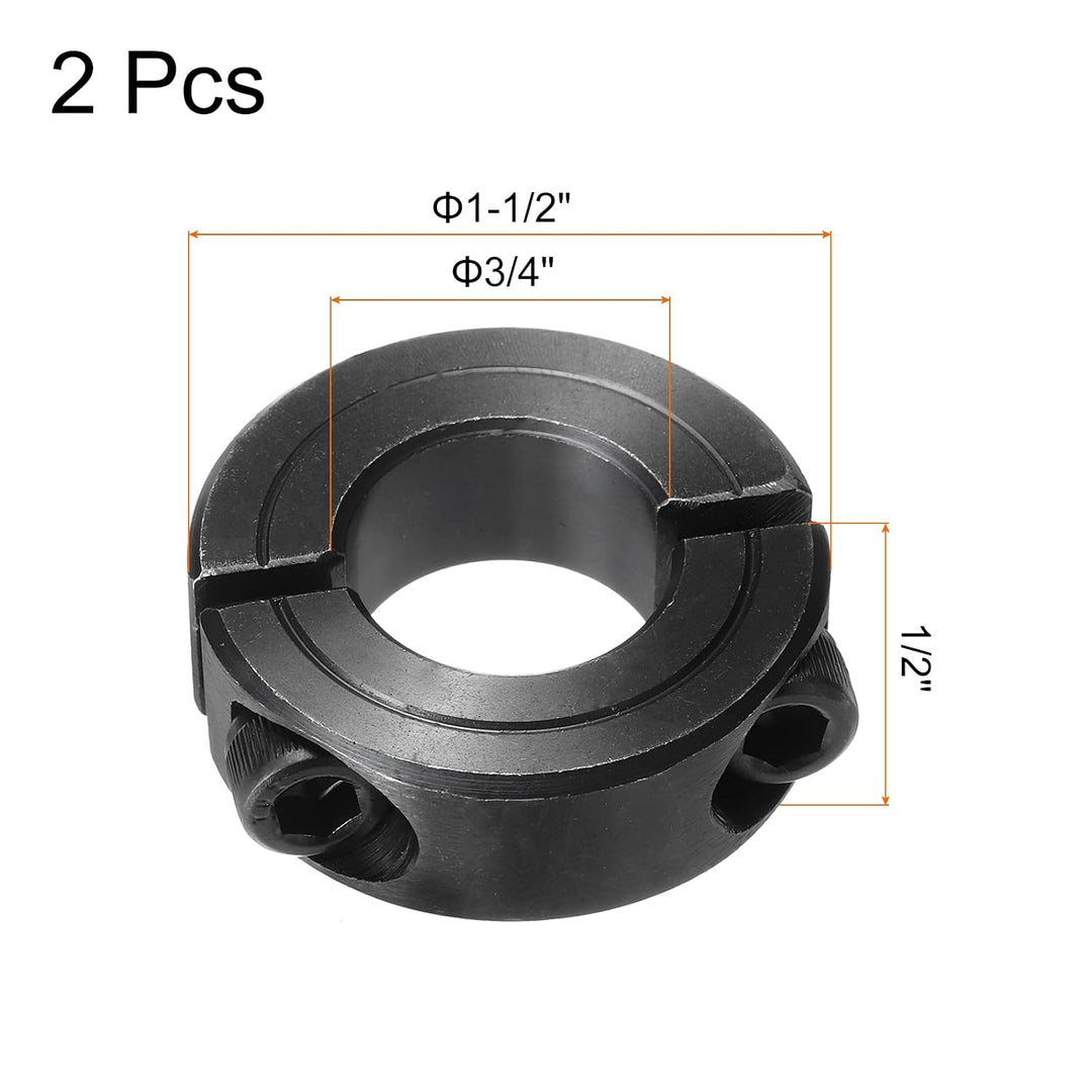 Black Double-Split Shaft Collars, 3/4-Inch Bore, 2-Pack - Just Closeouts Canada Inc.