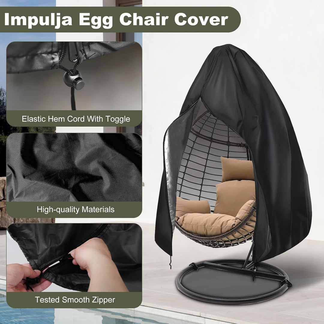 Black Egg Chair Cover with Zipper – 75 × 45 Inches - Just Closeouts Canada Inc.