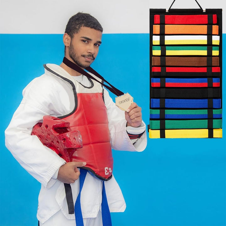 Black Felt Martial Arts Belt Display Rack, 12 Slots - Just Closeouts Canada Inc.X004MPXEA3