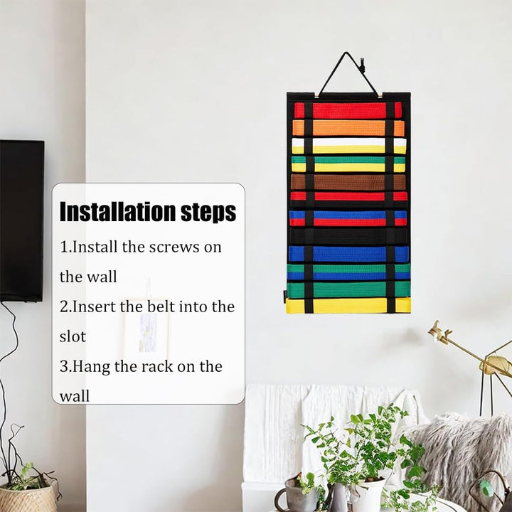 Black Felt Martial Arts Belt Display Rack, 12 Slots - Just Closeouts Canada Inc.X004MPXEA3