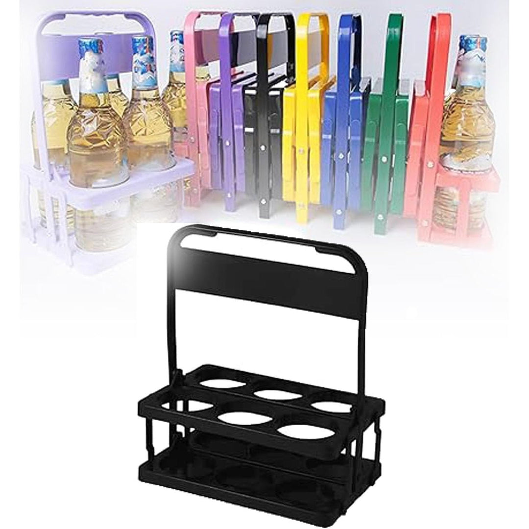 Black Foldable 6-Drink Plastic Carrier with Handle - Just Closeouts Canada Inc.