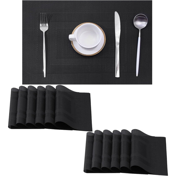 Black frame woven placemats set of twelve