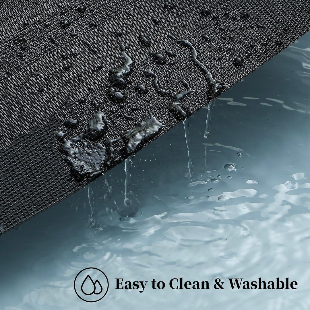 Washable black woven placemat detail
