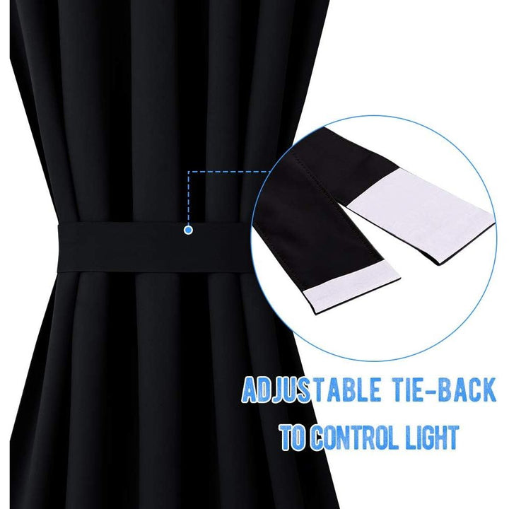 Black French-Door Curtains, 25 x 40 in, Set of 2 with Tiebacks - Just Closeouts Canada Inc.