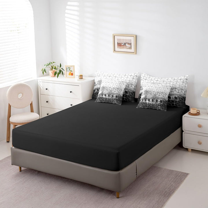 Black & Grey Honeycomb King 7-Piece Comforter & Sheet Set - Just Closeouts Canada Inc.X004P05D4P