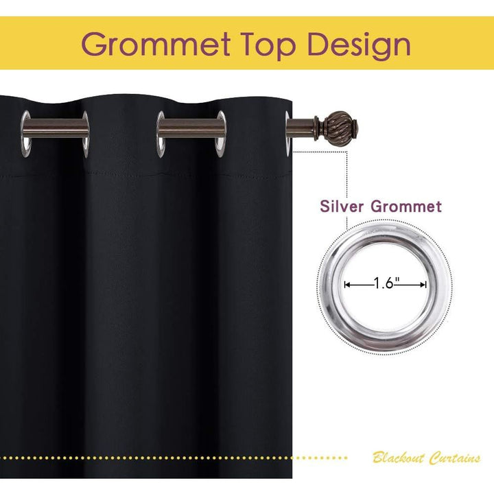 Black Grommet Blackout Curtains, 70 x 95 Inches, 2 Panels - Just Closeouts Canada Inc.