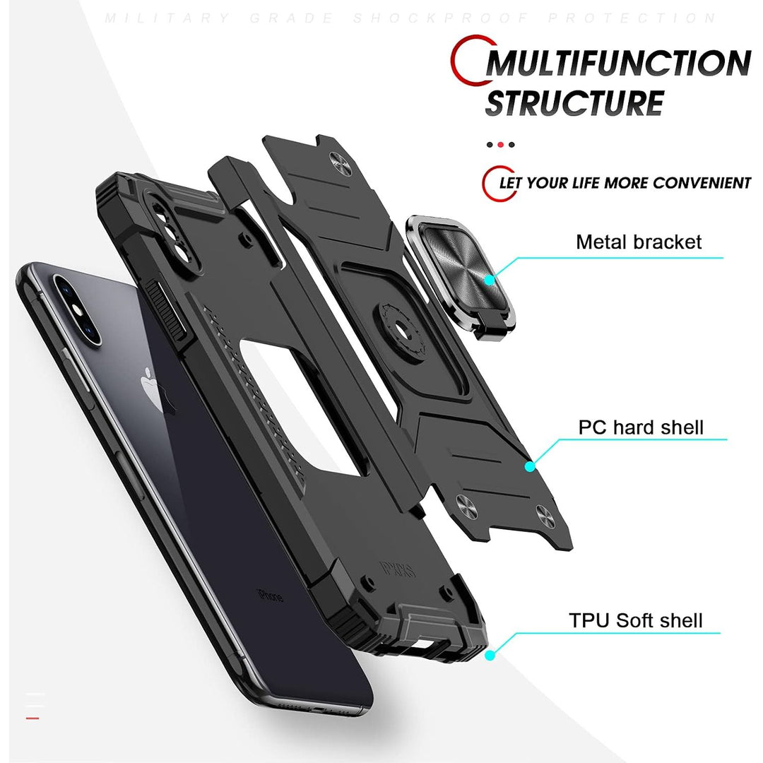 Black iPhone X/XS Case with Magnetic Ring Stand and 2 Screen Protectors - Just Closeouts Canada Inc.X0045R6Z3L
