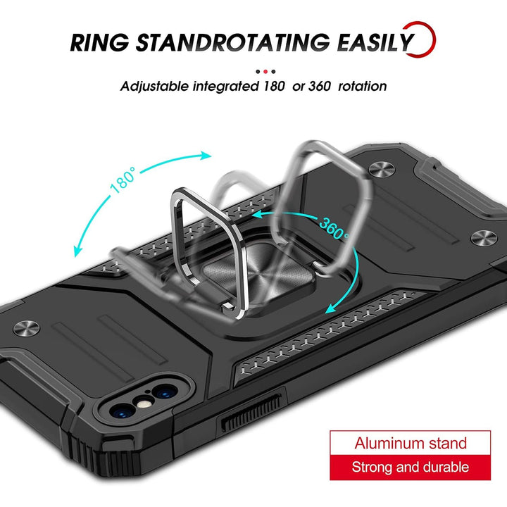 Black iPhone X/XS Case with Magnetic Ring Stand and 2 Screen Protectors - Just Closeouts Canada Inc.X0045R6Z3L