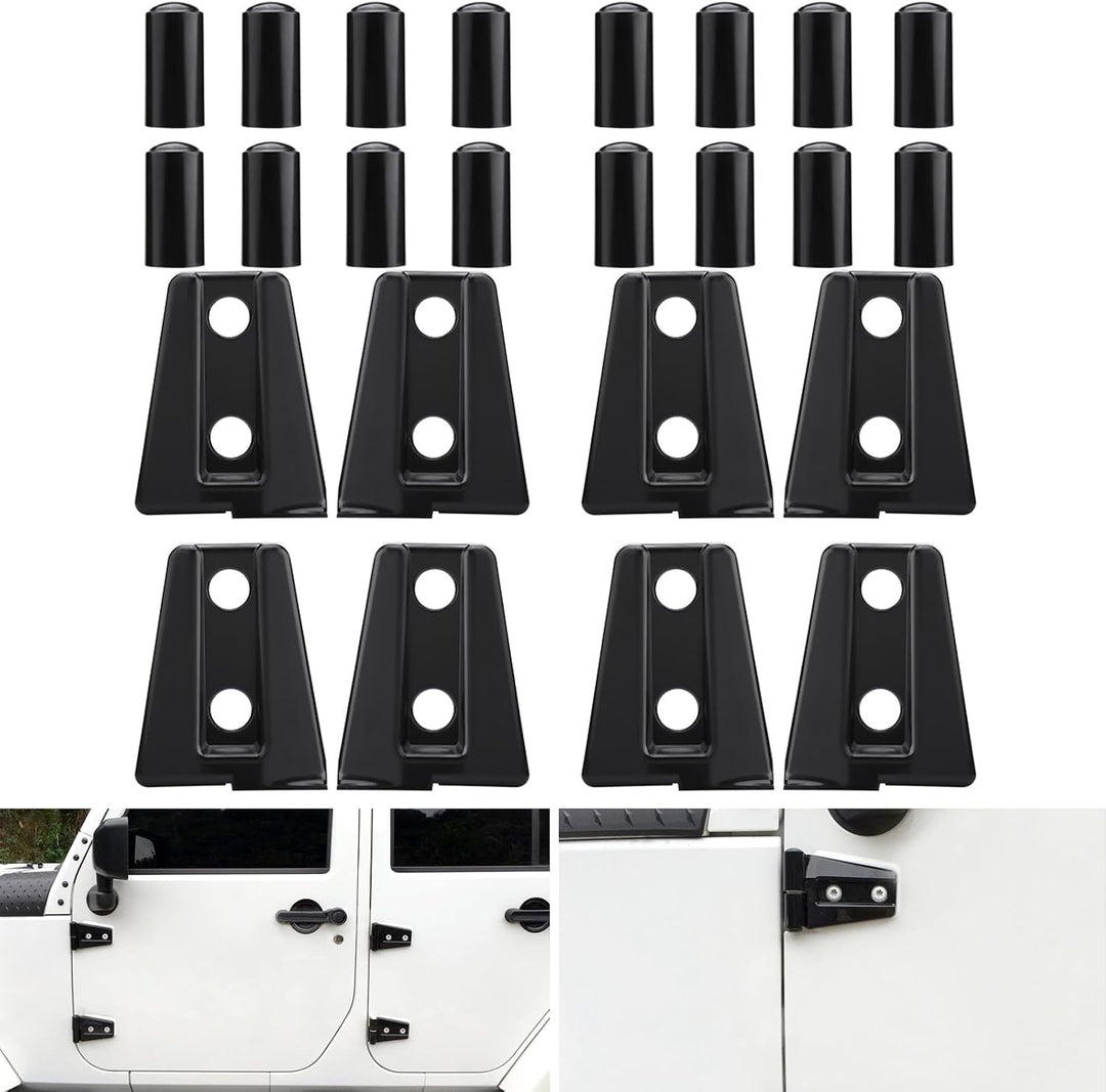 Eight black hinge covers for 2007–2018 JK four-door
