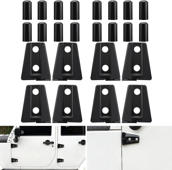 Eight black hinge covers for 2007–2018 JK four-door