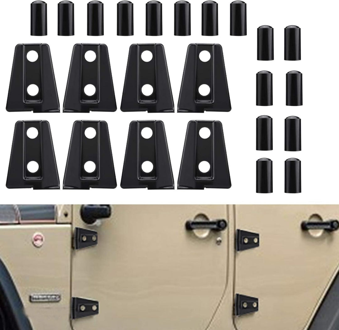 Eight black JK four-door hinge covers, view 3