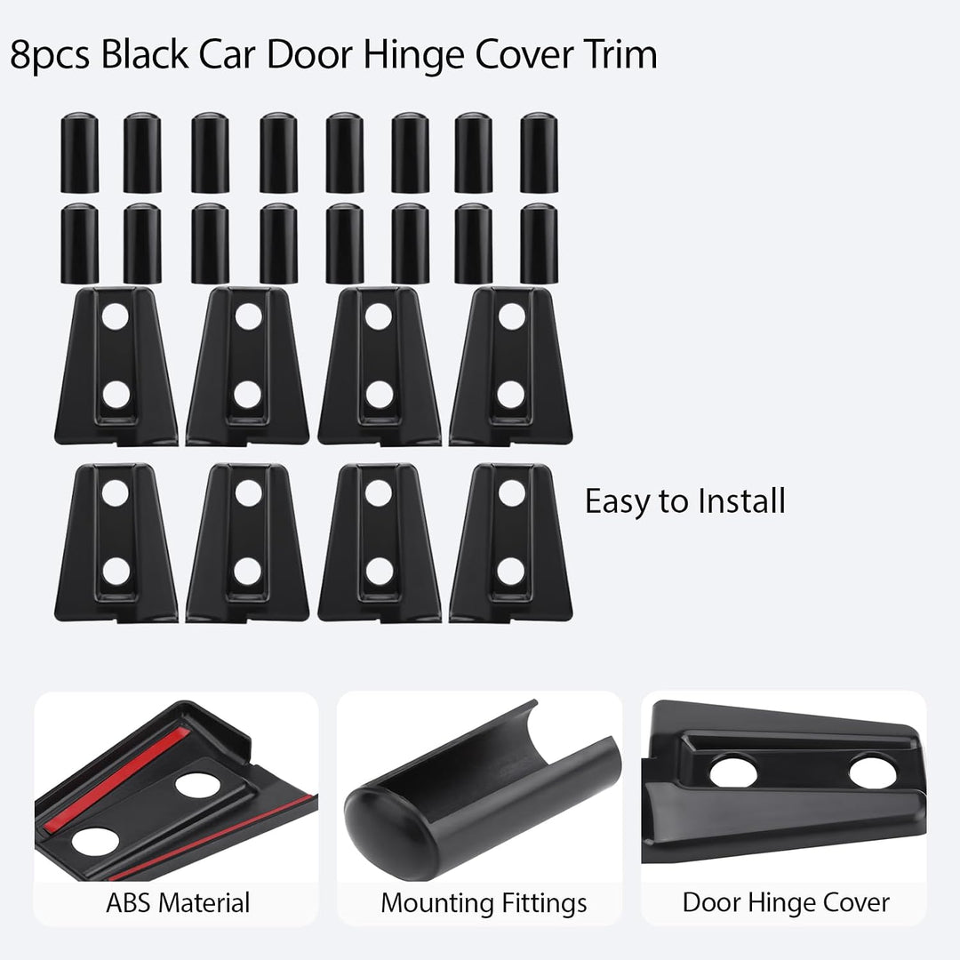Eight black JK four-door hinge covers, view 5