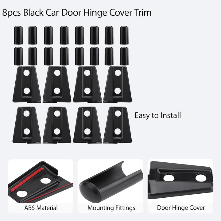 Eight black JK four-door hinge covers, view 5
