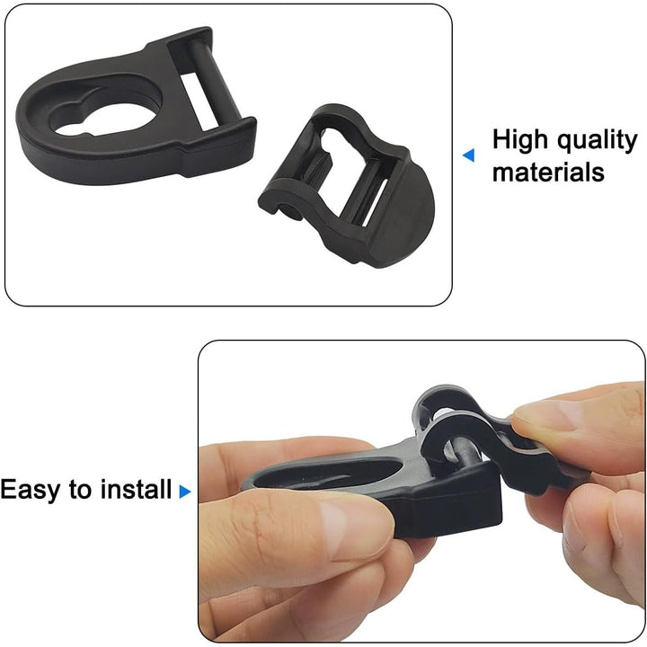 Close-up of black replacement kayak seat clip