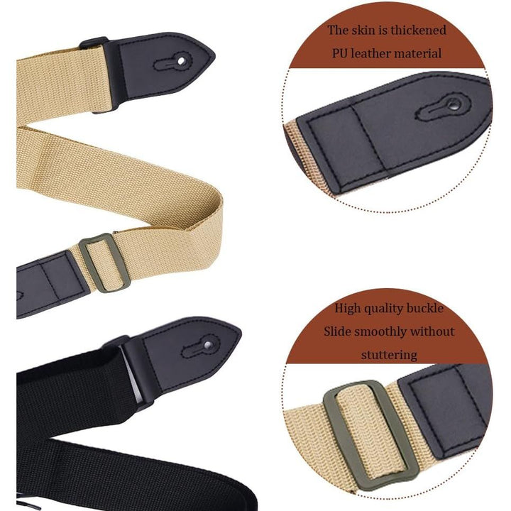 Black and khaki guitar straps, source view 3