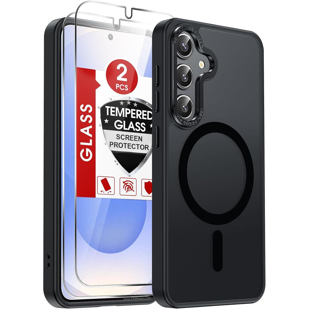 Black Magnetic Matte Case for Samsung Galaxy S25 with 2 Screen Protectors - Just Closeouts Canada Inc.X004HWJWRF
