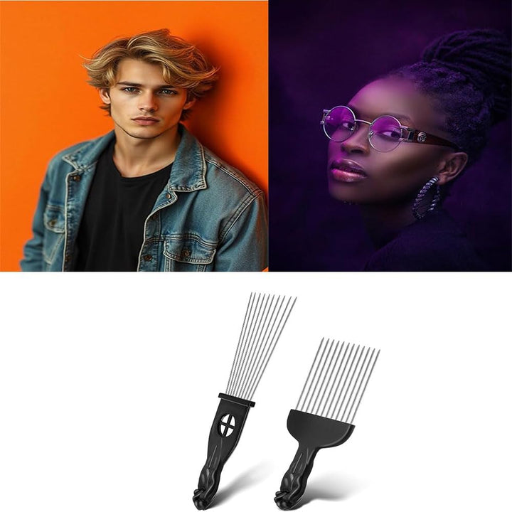 Black Metal Afro Hair Pick Combs, 2 Pieces - Just Closeouts Canada Inc.X004T78ILJ
