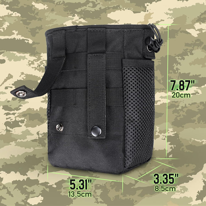 Black MOLLE Drawstring Recovery Pouch with D-Ring Clip - Just Closeouts Canada Inc.