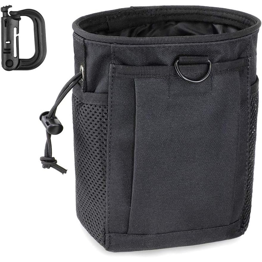 Black MOLLE Drawstring Recovery Pouch with D-Ring Clip - Just Closeouts Canada Inc.