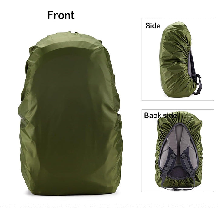 Black and olive green backpack rain cover set, view 3