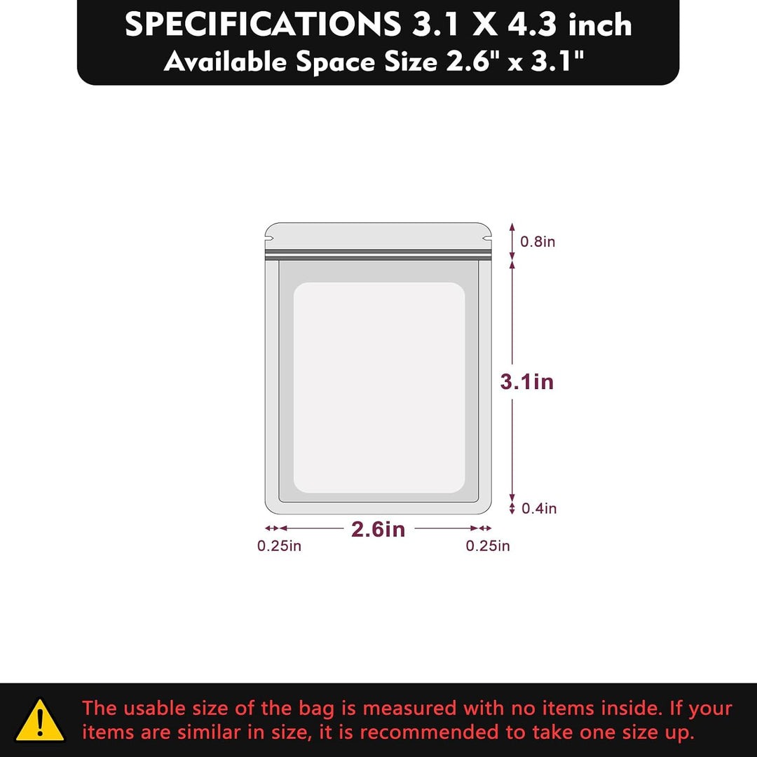 Black Resealable Bags, 3.1 x 4.3 in, 100-Pack - Just Closeouts Canada Inc.