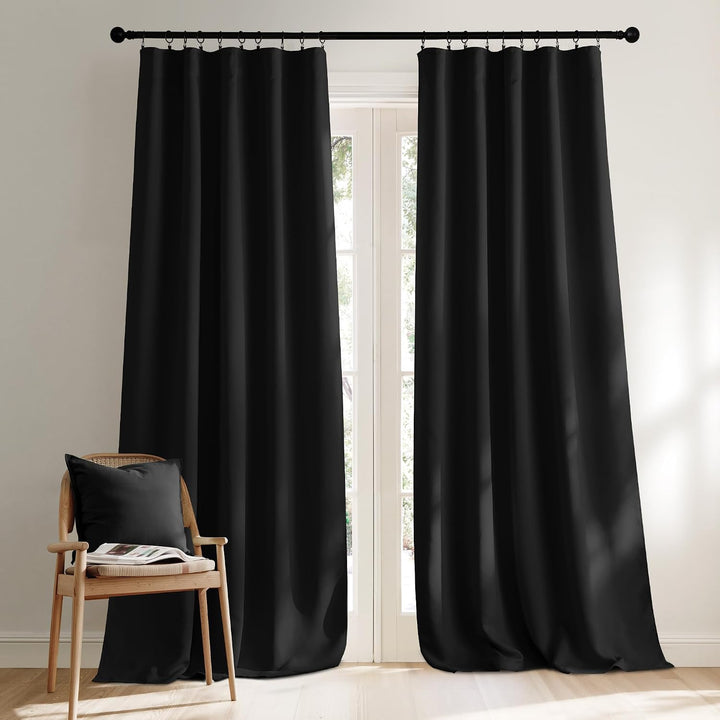 Black Room-Darkening Curtains, 52 x 120 in, Set of 2 - Just Closeouts Canada Inc.
