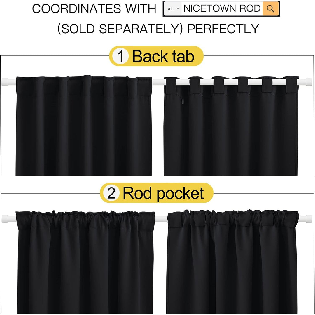Black Room-Darkening Curtains, 52 x 120 in, Set of 2 - Just Closeouts Canada Inc.