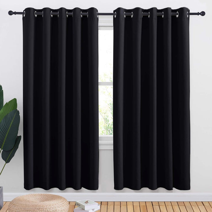 Black Room Darkening Grommet Curtains – 70 x 72 in, 2 Panels - Just Closeouts Canada Inc.