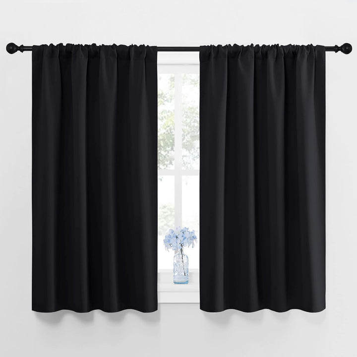 Black Room Darkening Rod-Pocket Curtains – 42 x 45 in, 2 Panels - Just Closeouts Canada Inc.