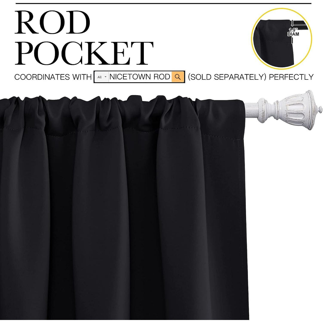 Black Room Darkening Rod-Pocket Curtains – 42 x 45 in, 2 Panels - Just Closeouts Canada Inc.