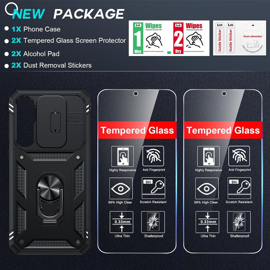 Black S25 FE Case with Sliding Camera Cover and Ring Stand - Just Closeouts Canada Inc.X004T3HRFL