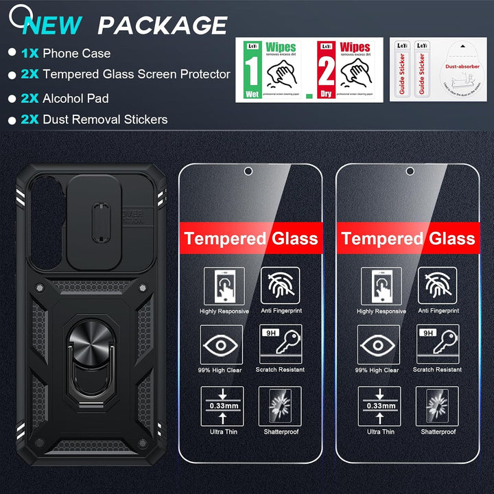 Black S25 FE Case with Sliding Camera Cover and Ring Stand - Just Closeouts Canada Inc.X004T3HRFL