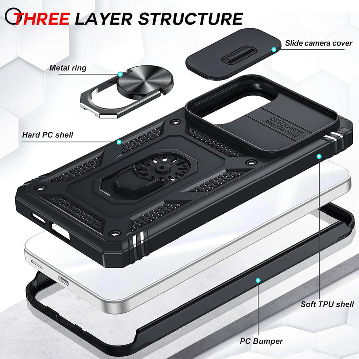 Black S25 FE Case with Sliding Camera Cover and Ring Stand - Just Closeouts Canada Inc.X004T3HRFL