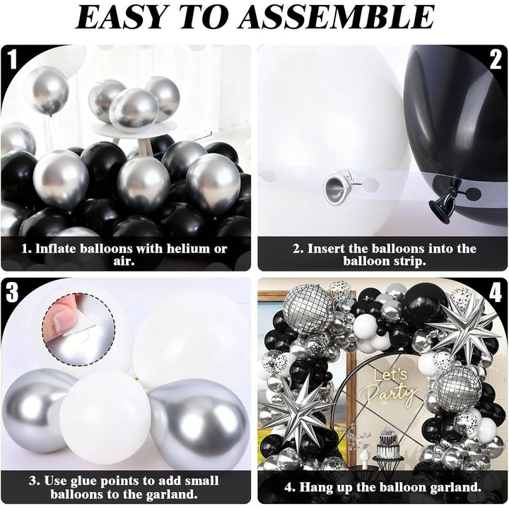 Black Silver Balloon Garland Arch Kit with Disco Balloons White Balloons for Birthday Disco Party Bachelorette Graduation Retirment Anniversary Party Decorations - Just Closeouts Canada Inc.B0FRSNHJXN